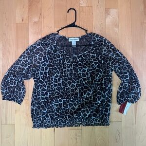 Cathy Daniels Cheetah Print Rhinestone Blouse in Women’s Size Large